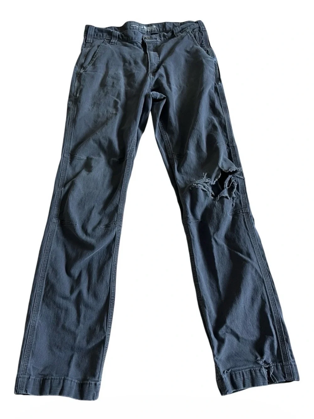 Carhartt Men’s Pants 32x32 (32x30) Gray Straight Fit Canvas Workwear Distressed - Picture 2 of 8